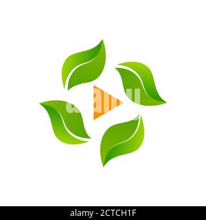 Große Natur Symbol einfache umweltfreundliche grüne Blatt Logo Vektor Abbildungen Stock Vektor