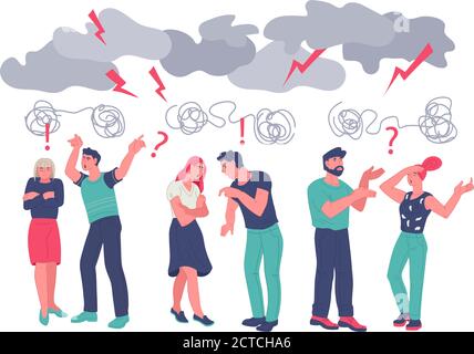 Familienkonflikt und psychologische Probleme in Paarbeziehungen. Stock Vektor