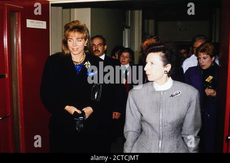 Königin Nour von Jordanien offizieller Besuch in Lyon, Frankreich, 1989 Stockfoto