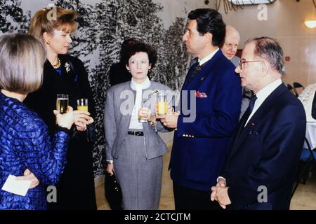 Königin Nour von Jordanien offizieller Besuch in Lyon, Frankreich, 1989 Stockfoto
