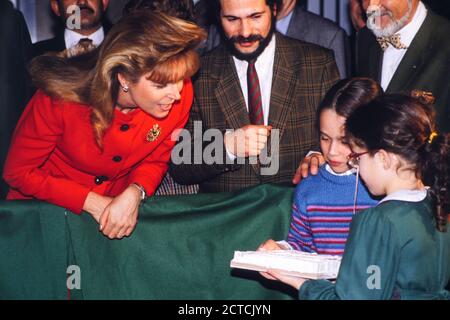 Königin Nour von Jordanien offizieller Besuch in Lyon, Frankreich, 1989 Stockfoto