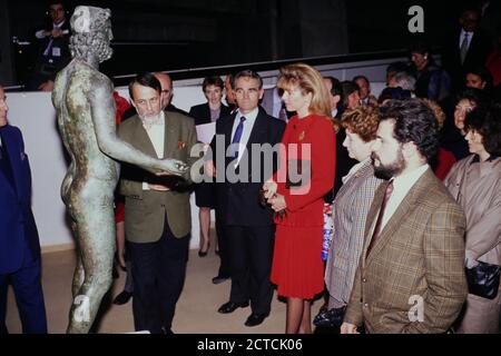 Königin Nour von Jordanien offizieller Besuch in Lyon, Frankreich, 1989 Stockfoto
