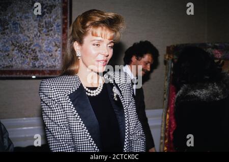 Königin Nour von Jordanien offizieller Besuch in Lyon, Frankreich, 1989 Stockfoto