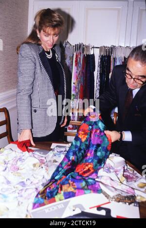 Königin Nour von Jordanien offizieller Besuch in Lyon, Frankreich, 1989 Stockfoto