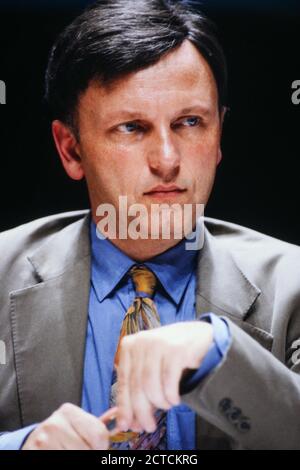 Antoine Waechter nimmt am Nationalkongress der Ecology Party Les Verts, Chambéry, Savoie, Frankreich, 1994 Teil Stockfoto