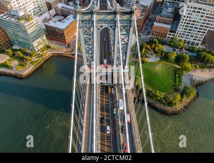 Luftaufnahme Stil New York City schön mit Manhattan Brücke Von Brooklyn aus gesehen Stockfoto