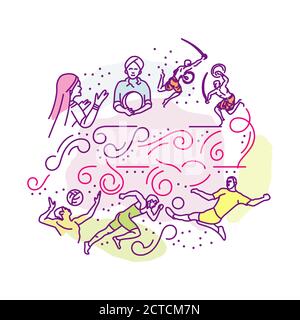 Malabar Arts and sports sketch or drawing vector design with floral elements Stock Vektor