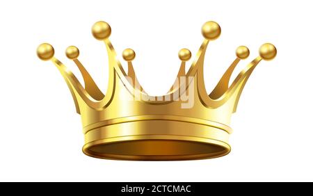 Realistische Goldkrone für königliche Familienmitglieder. Zubehör für Monarch Luxus Krönungszeremonie. Realistisches 3d Diadem für Königin oder König, Prinz oder Prin Stock Vektor
