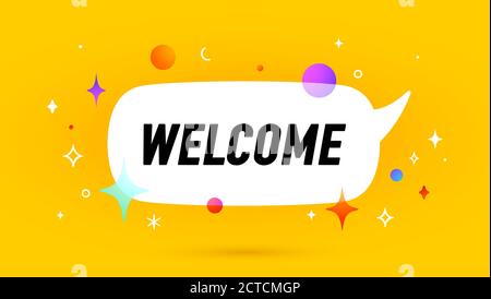 Herzlich Willkommen. Banner, Sprechblase Stock Vektor