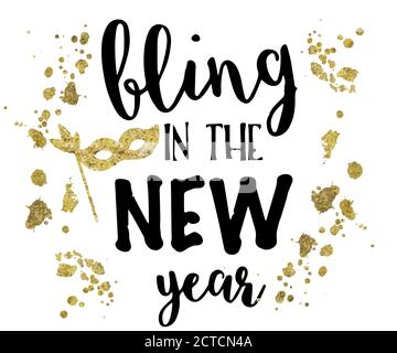 Weihnachts- und Neujahrsschilder Set Weißgold Farbe auf schwarzem Hintergrund für Grußkarten, Geschenkanhänger, Embleme, Neujahrsfeier, Produktpromoti Stock Vektor