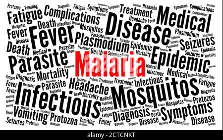 Malaria-Wort-Cloud-Konzept Stockfoto