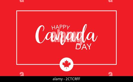 Kanadischer Nationalfeiertag. Juli. Grußkarte „Happy Canada Day“. Feier Hintergrund mit kanadischer Flagge. Stock Vektor