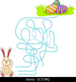Maze Spiel, Bildung Spiel für Kinder.das osterhase sucht Eier. Stock Vektor