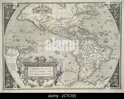 Americae sive Novi Orbis, Nova descriptio., Standbild, Druckgrafik, 1587 - 1595, Ortelius, Abraham (1527-1598 Stockfoto