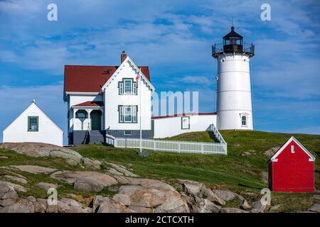 Cape Neddick Light, Nubble Island, Cape Neddick, York, Maine, USA Stockfoto