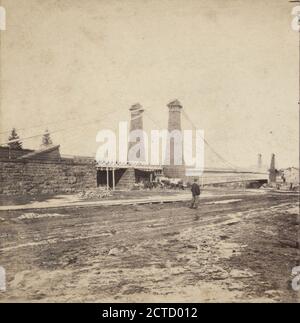 Gesamtansicht der Hängebrücke von der kanadischen Seite., E. & H.T. Anthony (Firm), New York (State), Niagara Falls (N.Y. und Ont.), Niagara River (N.Y. und Ont.), Ontario Stockfoto