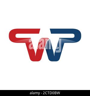 Rot blau abstrakt sportlich WP-Logo Initial P & W Vorlage für Vektorsymbole mit Grafikbuchstaben Stock Vektor