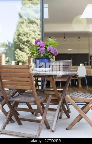 Terrasse der Erweiterung eines Familienhauses in South West London, Großbritannien. Stockfoto