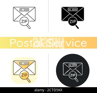 Weiße Symbole mit Postleitzahl Stock Vektor