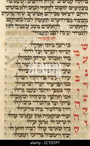 Piyut für den zweiten Tag von Shavuot cont., Standbild, illuminierte Handschriften, 1301 - 1400 Stockfoto