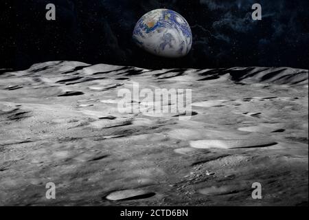 Erde vom Mond hochwertige Deep Space Bildelemente dieses Bildes von der NASA eingerichtet. Stockfoto