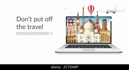 Vorlage für die Landing Page für Reisen und Tourismus. Stock Vektor