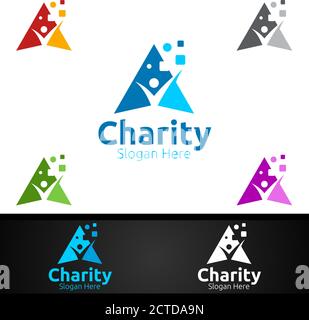 Helfende Hand Charity Foundation Kreatives Logo für freiwillige Kirche oder Charity Spende Design Stock Vektor