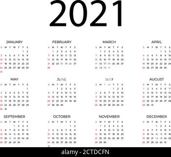 Kalender für 2021 Jahr. Stock Vektor