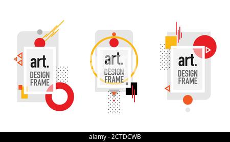 Vertikale geometrische Kunst Rahmen Vorlage, Banner Vorlage in Form Zusammensetzung gesetzt Stock Vektor