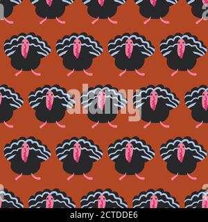 Türkei Farm Thanksgiving nahtlose Vektor-Muster Stock Vektor