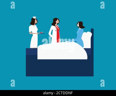 Arzt Frauen Gesundheitswesen Krankenhauspersonal. Konzept medizinische Vektor-Illustration, Charakter Cartoon der medizinischen Wohnung Stock Vektor
