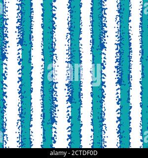 Moderne Grunge gestreift Vektor nahtlose Muster Hintergrund. Hintergrund mit vertikalen weißen und blauen Streifen. Kreide oder Kreidezeichnung Wirkung. Zusammenfassung Stock Vektor