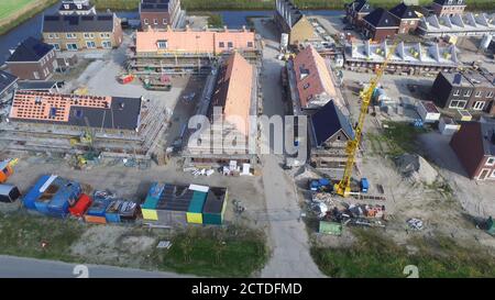Luftaufnahme eines Neubauprojekts im Stadtteil Nobelhorst in Almere, Niederlande Stockfoto