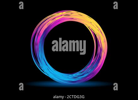 Abstrakter Hintergrund im modernen futuristischen Stil mit einem hellen Neonring. Rahmen von leuchtenden Kreis auf dunklem Hintergrund. Für Ihre Banner und Projekte. Stock Vektor