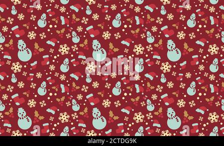 Weihnachtliches Design mit nahtlosem Musterset, festliches Design für die Wintersaison mit festlichen Elementen, Vektorgrafik Stock Vektor