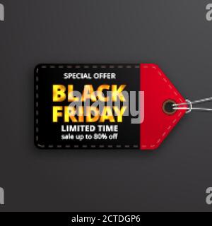 Preisschild Preisschild Rabatt Label für schwarzen freitag Sale Angebot Vorlage für Kleidung Mode Stock Vektor