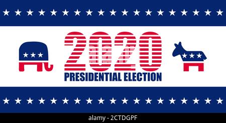 2020 Presidential Wahl Vektor-Vorlage mit traditionellen Parteien Symbole über Weiß Stock Vektor