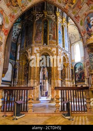 Inneneinrichtung der Rundkirche, Kloster des Ordens Christi (Convento de Cristo), Tomar, Portugal Stockfoto