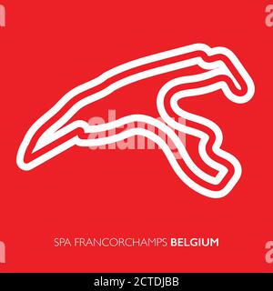 Spa Francorchamps Circuit, Belgien. Motorsport Rennstrecke Vektorkarte Stock Vektor