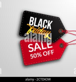 Preisschild Preisschild Rabatt Label für schwarzen freitag Sale Angebot Vorlage für Kleidung Mode Stock Vektor