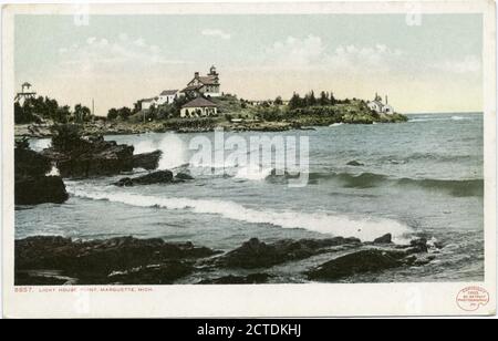Light House Point, Marquette, mich., Standbild, Postkarten, 1898 - 1931 Stockfoto