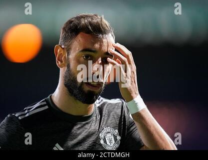 Luton, Großbritannien. September 2020. Bruno Fernandes von Manchester United (18) beim Carabao Cup-Spiel zwischen Luton Town und Manchester United am 22. September 2020 in Kenilworth Road, Luton, England. Foto von David Horn. Kredit: Prime Media Images/Alamy Live Nachrichten Stockfoto