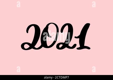 Schriftzug 2021 von Hand gezeichnet. 2021 Design-Vektor-Element Stock Vektor
