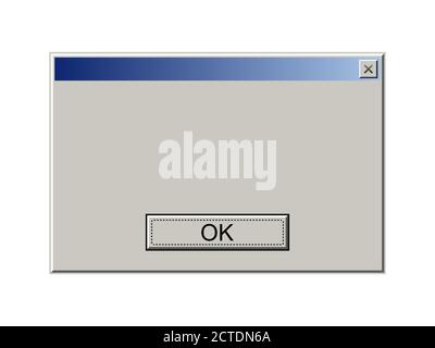 Altes Computerfenster mit Fehlermeldung. Retro-pc-Schnittstelle mit Problem oder Glitch, vintage Web-Browser Alarm, Software-System-Bug. Bildschirmvektor 90s Stock Vektor