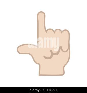 Verlierer Hand Geste, L-Symbol, Karikatur Vektor Illustration Design Stock Vektor