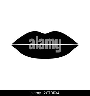 Mund als schwarze Lippen, einfache flache Vektor-Illustration Design Stock Vektor