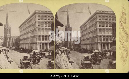 Grace Church and Stewart's Store., 1865, New York (Bundesstaat), New York (N.Y.), Manhattan (New York, N.Y.), New York, Broadway (New York, N.Y.) Stockfoto