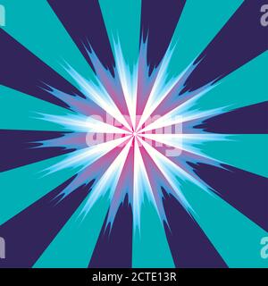 Ein abstraktes cooles Ton Sunburst Muster Hintergrundbild. Stockfoto