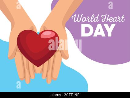 Welt Herz Tag Schriftzug mit Händen heben Herz Vektor Illustration Design Stock Vektor
