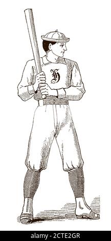 Vintage Baseballschläger immer bereit zu schlagen, nach einer antiken Illustration aus dem 19. Jahrhundert Stock Vektor